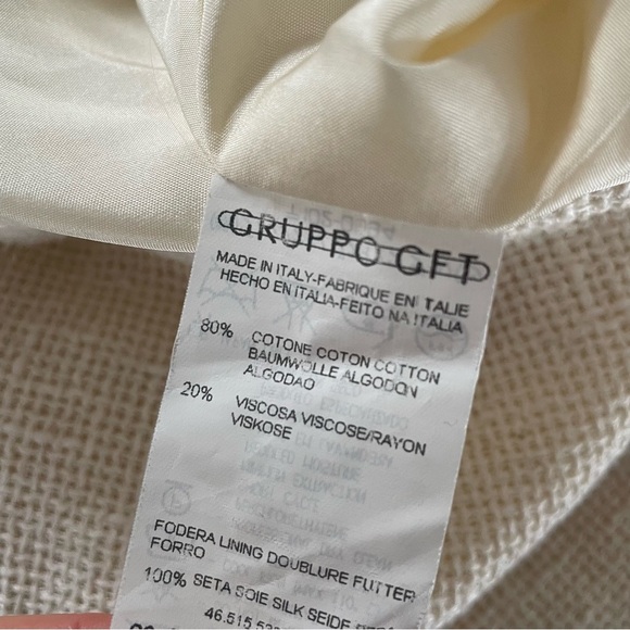 Vintage Valentino Boutique Luxury Cream Cotton Midi Pencil Skirt Size 4 - Picture 9 of 9